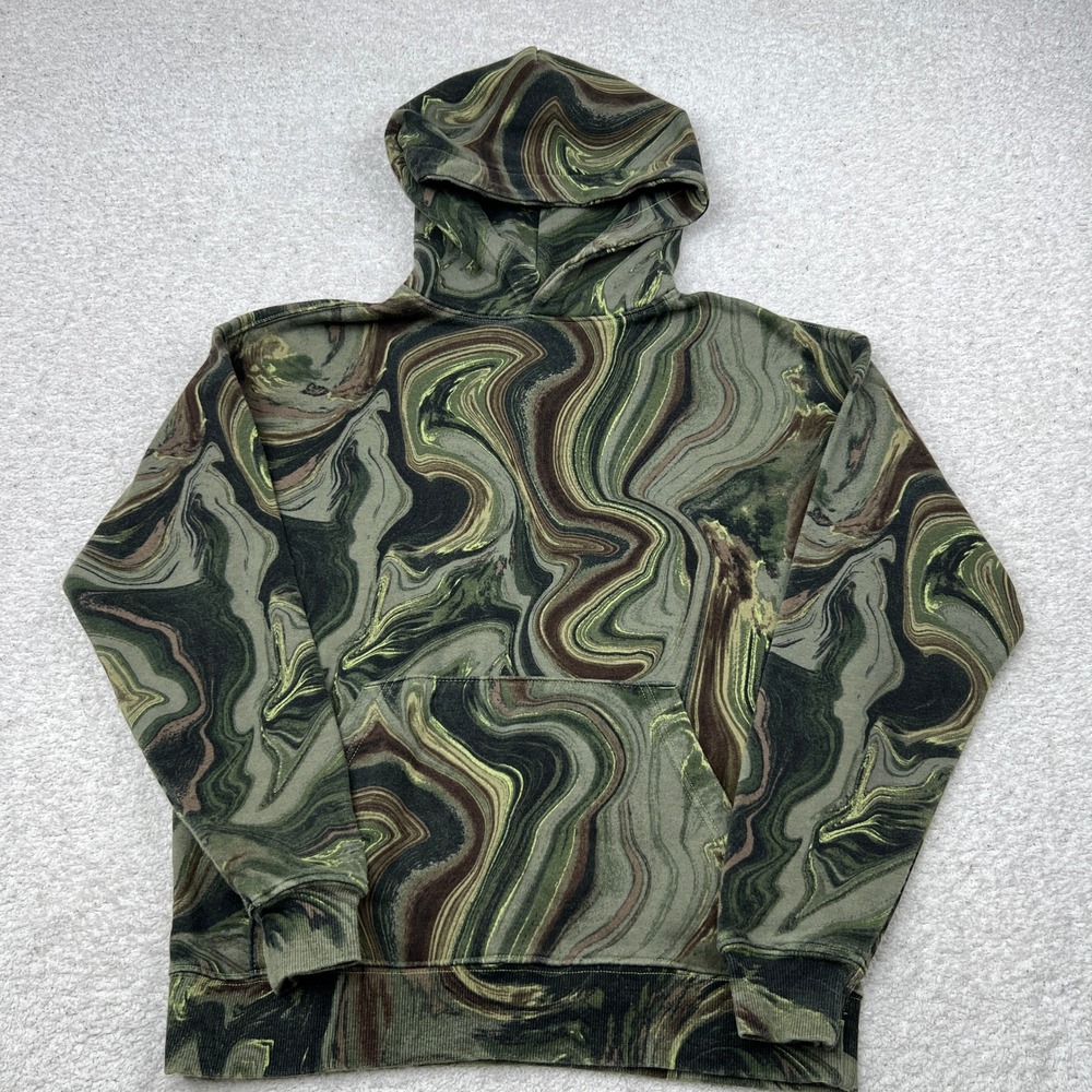 AOP No Boundaries XS Oversized Hoodie Green Marble‎ Swirl Abstract Camo Fleece